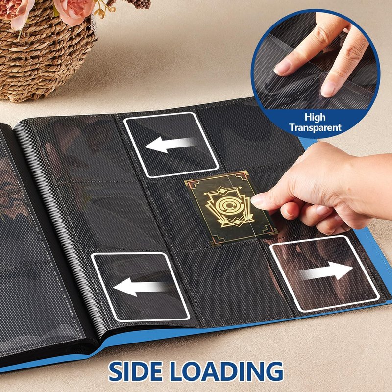 Premium Trading Card Binder - 9 Pocket Collection Album for Yu-Gi-Oh, Sports & Baseball Cards | Blue
