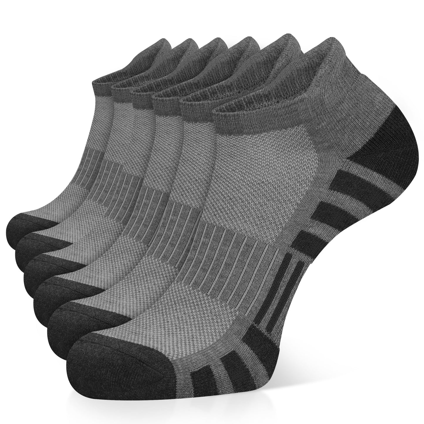 Airacker Ankle Athletic Running Socks Cushioned Breathable Low Cut Sports Tab Socks for Men and Women (6 Pairs)