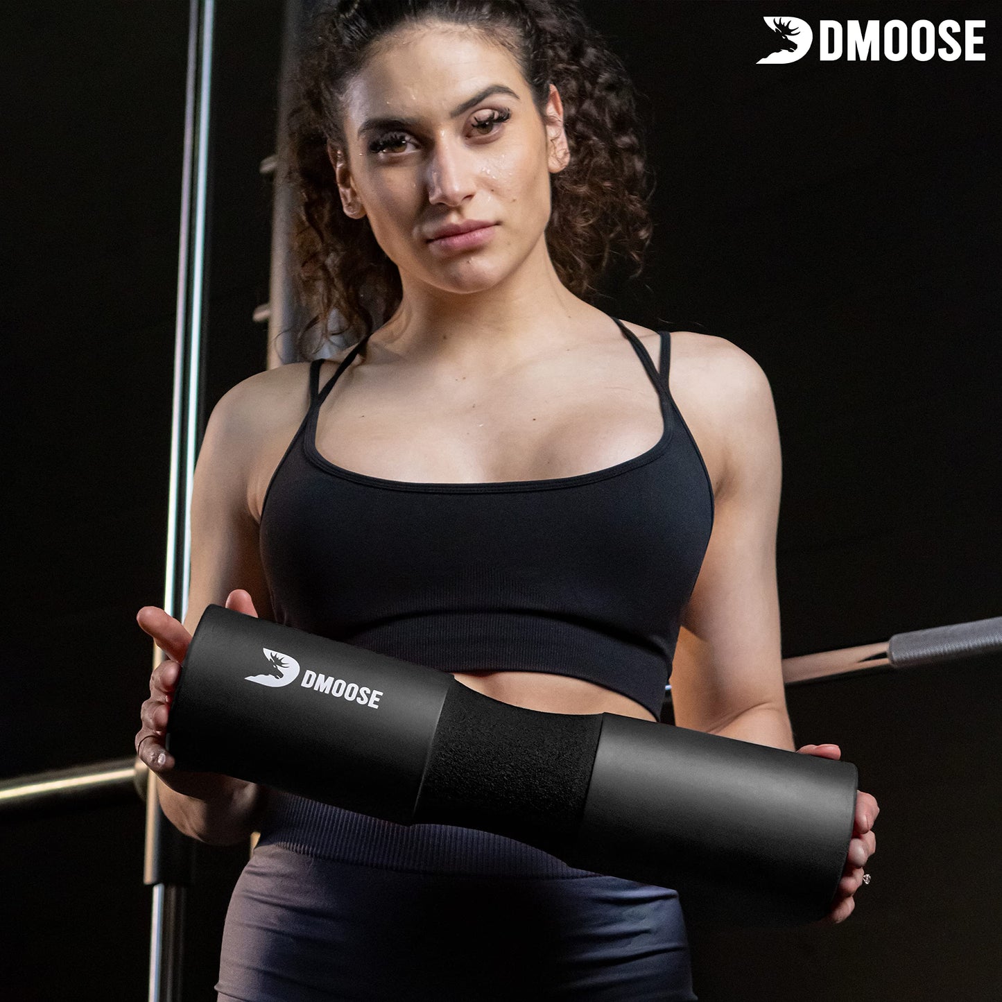 DMoose Barbell Pad, Relief Pressure from Neck, Shoulder, & Provide Lower Back Support, Non-Slip EVA Foam Squat Pad with Safety Straps, Hip Thrust Pad for Squats, Lunges - For Standard & Olympic Bars