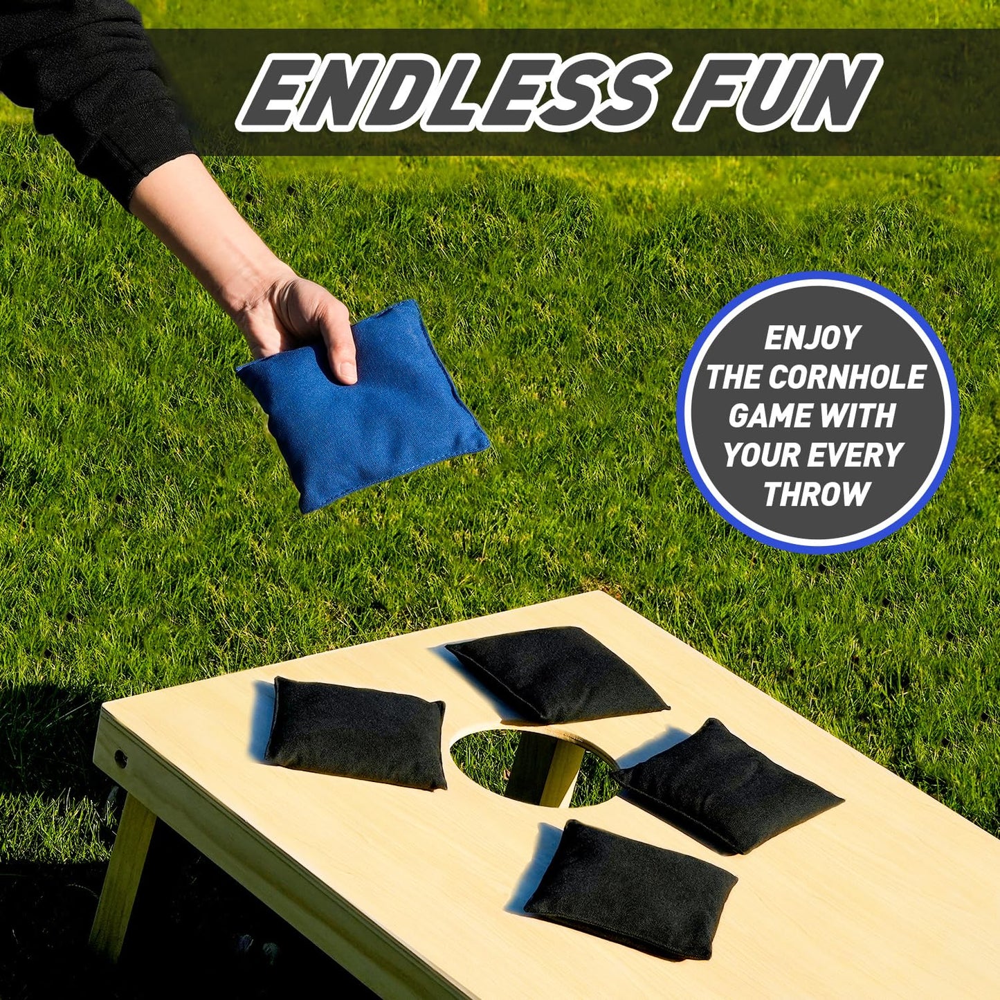 POTIVE Cornhole Bags Set of 8 Regulation Corn Hole Bean Bags for Cornhole Game, Professional Weather Resistant Corn Hole Bags with Tote Bag
