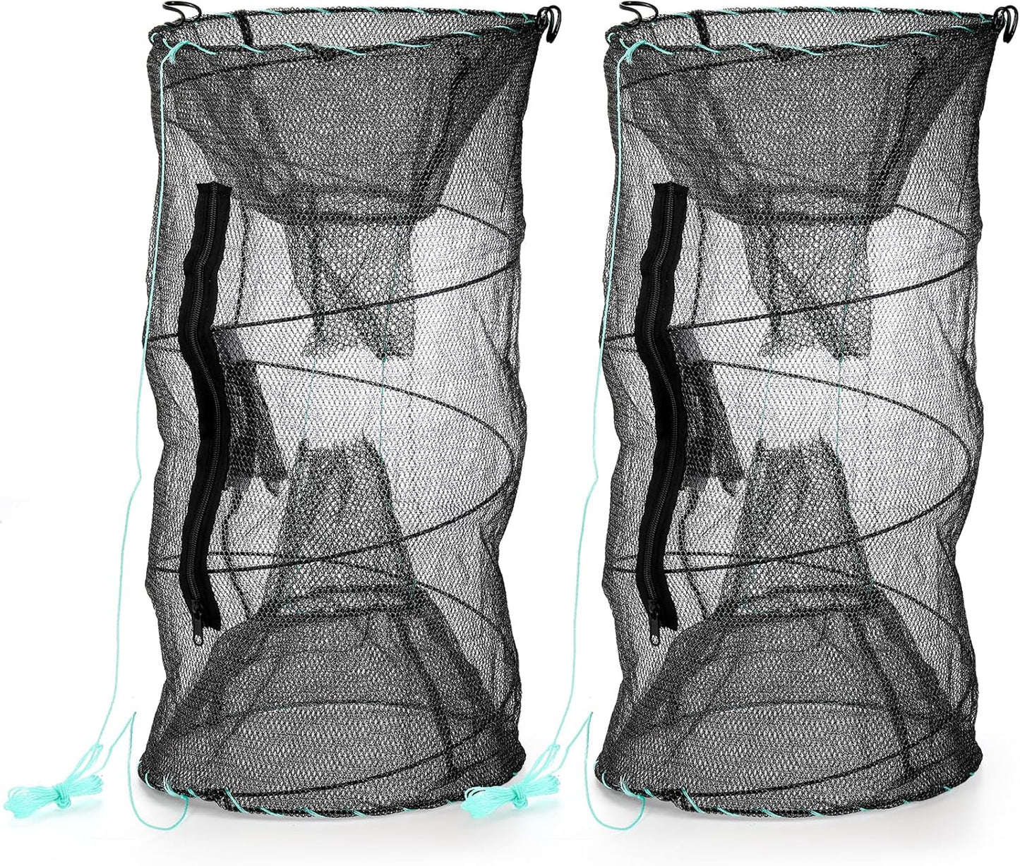 ZENFUN Fishing Bait Trap Set - 2 Pcs Collapsible Crab & Crawfish Nets | Portable Foldable Design