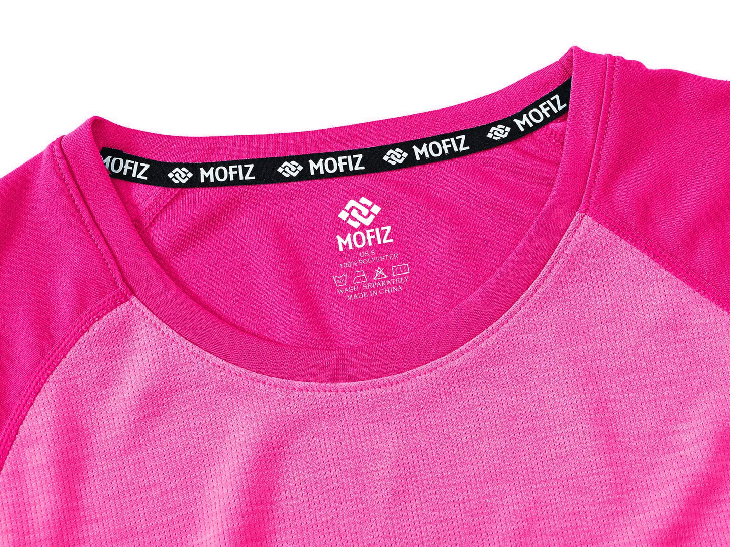 MoFiz Lady's Short Sleeve Sports Top Shirts UPF 50+ Sun Protection Lightweight Athletic Gym Workout T-Shirts for Women Rose Red L
