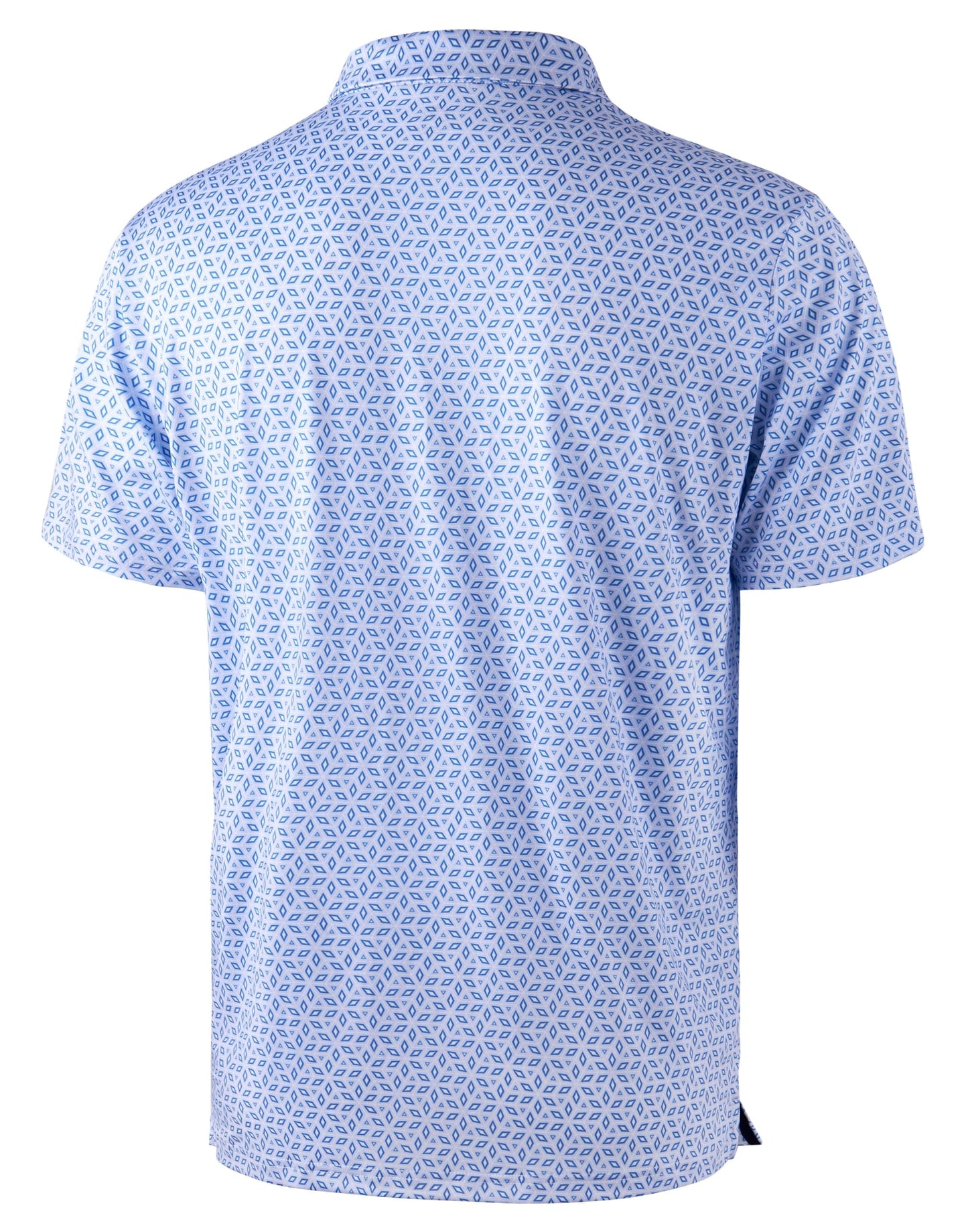 Obla Mens Golf Polo Shirts Short Sleeve Dry Fit Performance Moisture Wicking Casual Print Collared Golf Shirts for Men (Light Blue Diamond_S)