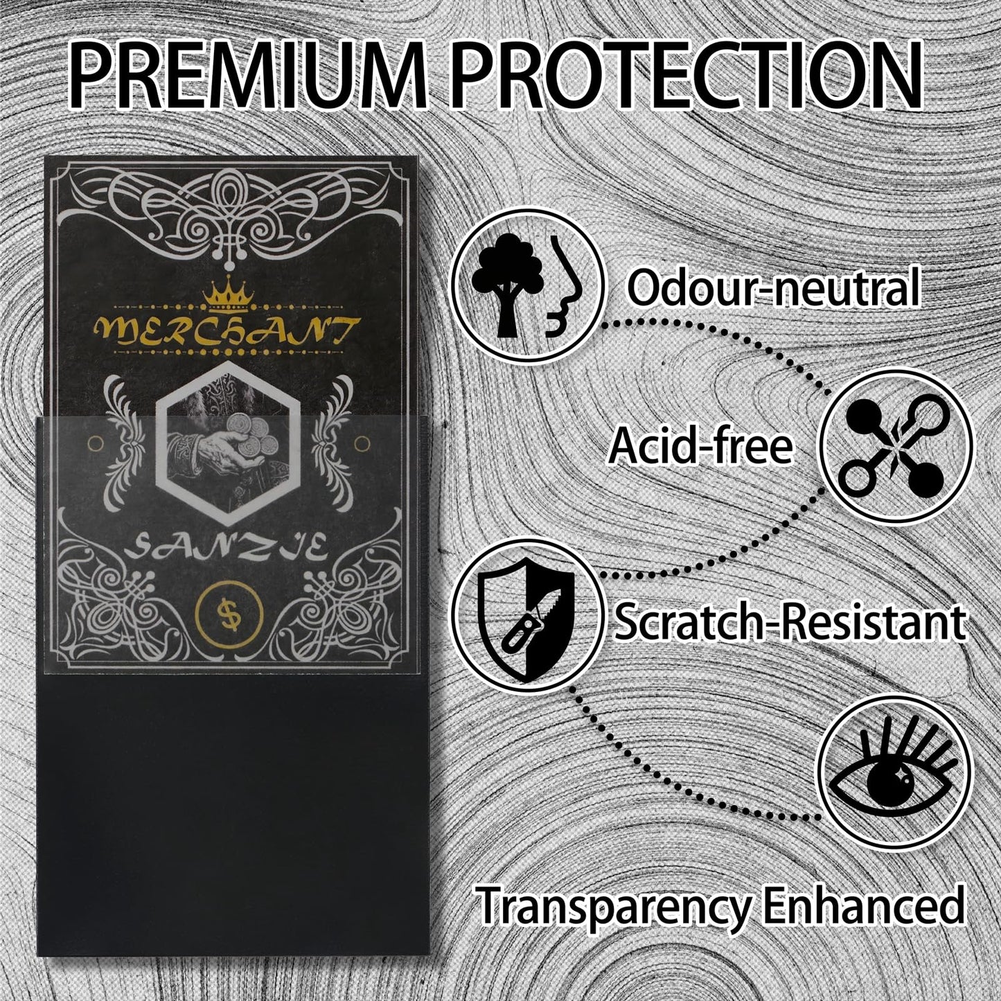 SANZIE Penny Card Sleeves Matte Card Sleeve Deck Card Protector Sleeves Trading Card Sleeve Fit for MTG, TCG, PTCG and Trading Cards 68 Count (Deep Gray)
