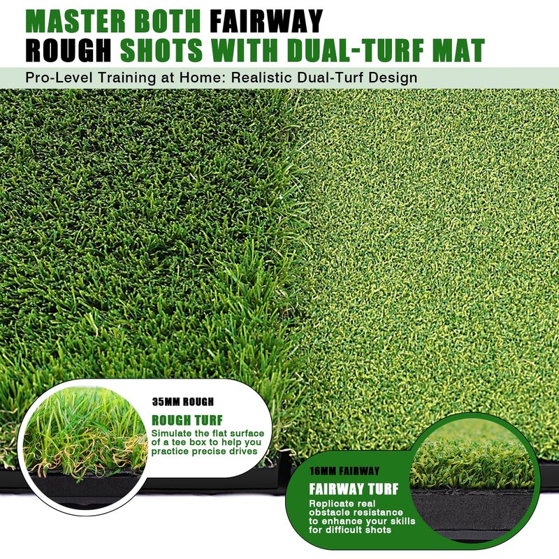 BIRDIEBLAST Premium Golf Hitting Mat, 10mm Foam Padding with Rubber Backing Golf Mat, Golf Practice Mat for Indoor and Outdoor Training