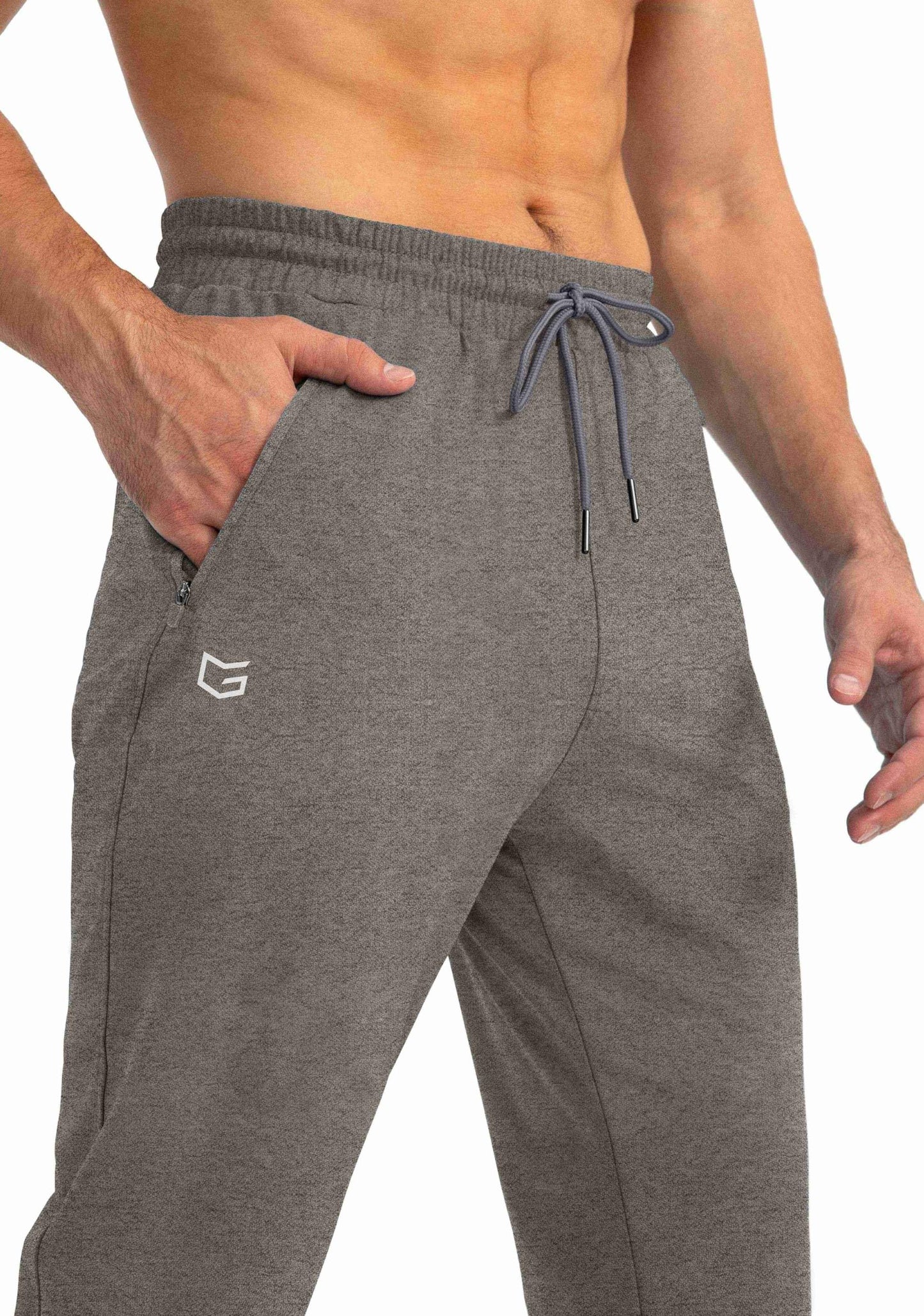 G Gradual Men's Sweatpants with Zipper Pockets Tapered Joggers for Men Athletic Pants for Workout, Jogging, Running (Heathered Brown Light, 3X-Large)