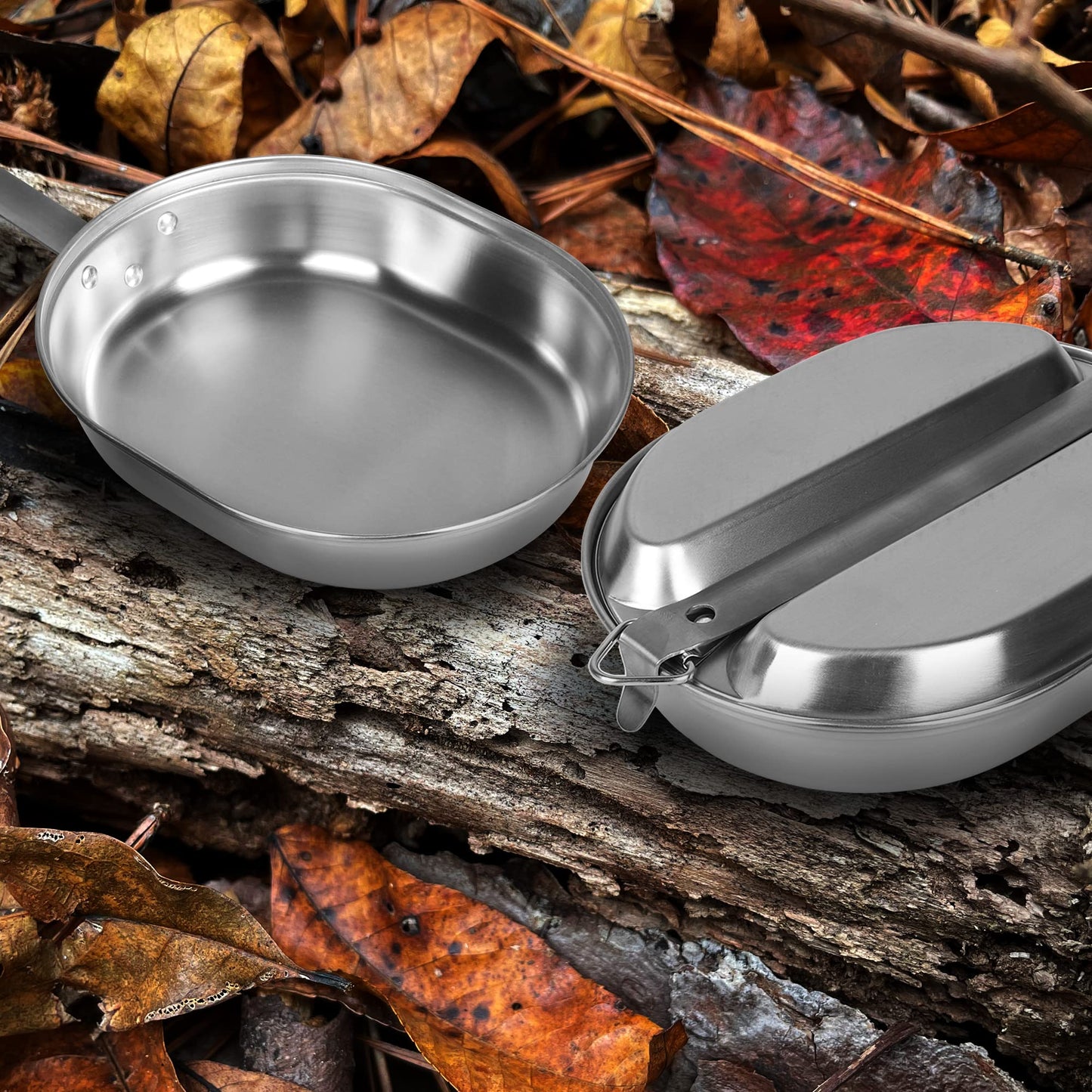 Goetland 304 Stainless Steel US Military Mess Kit Plate Set GI Type Outdoor Camping Hiking Picnic BBQ Beach