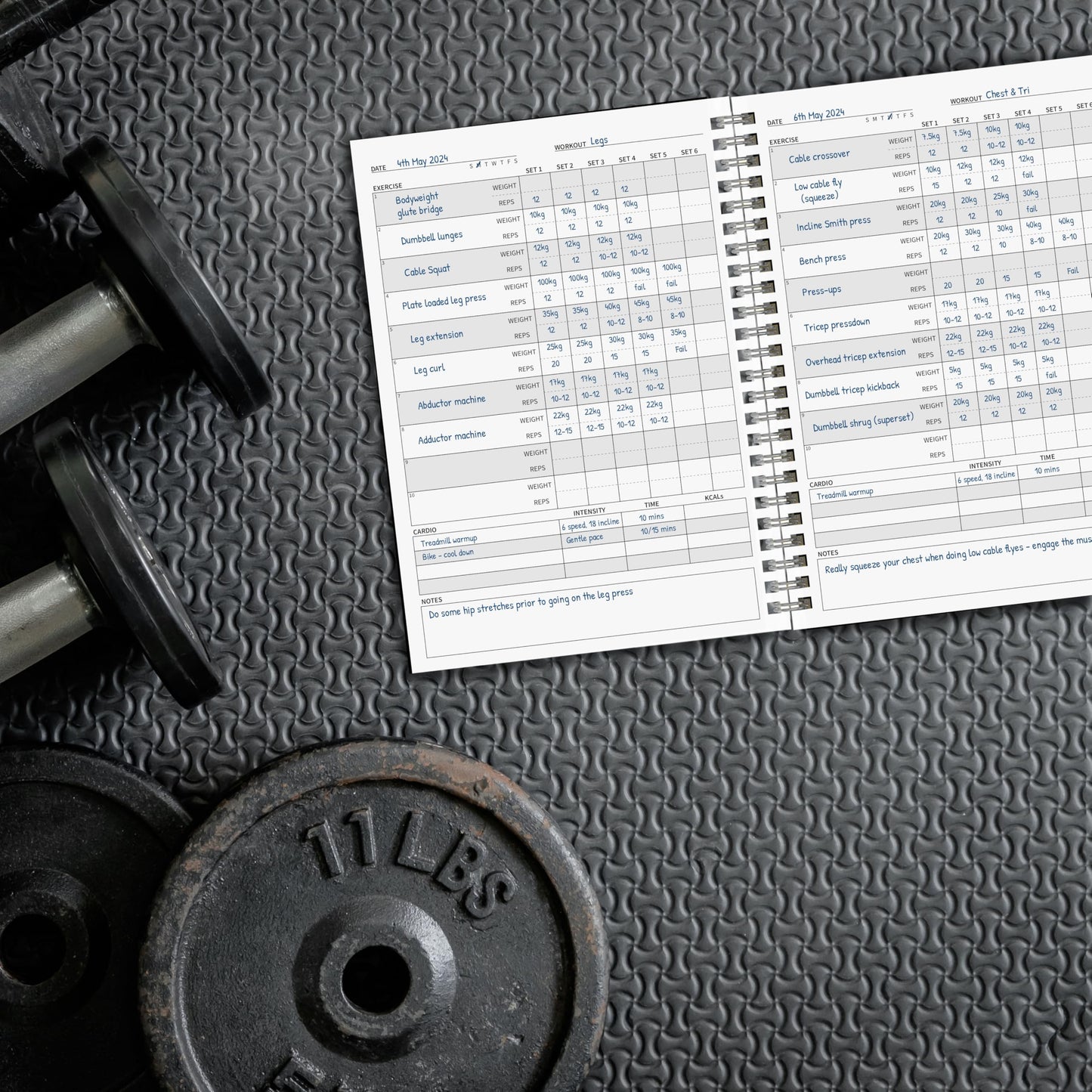 The Gym Log - The perfect logbook to record all your workouts - 8.3 x 5.8 inches with 104 pages and space for 100 workouts