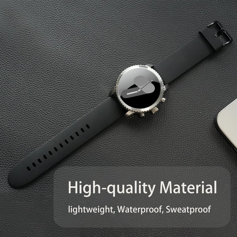 Lamshaw Compatible for Amazfit Helio Bands, Quick Release Silicone Replacement Soft Band Wristbands Straps with Stainless Steel Buckle Compatible for Amazfit Helio Fitness Tracker Wristband (Black)
