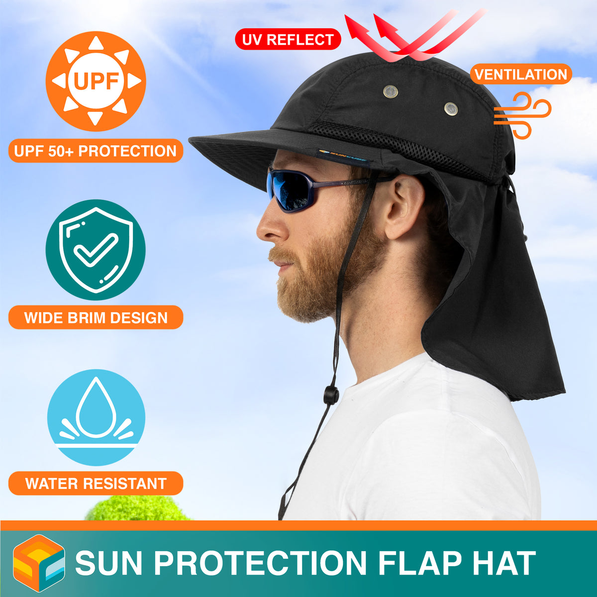 Wide Brim Sun Hat UV Protection Bucket Hat for Hiking Camping Fishing Men