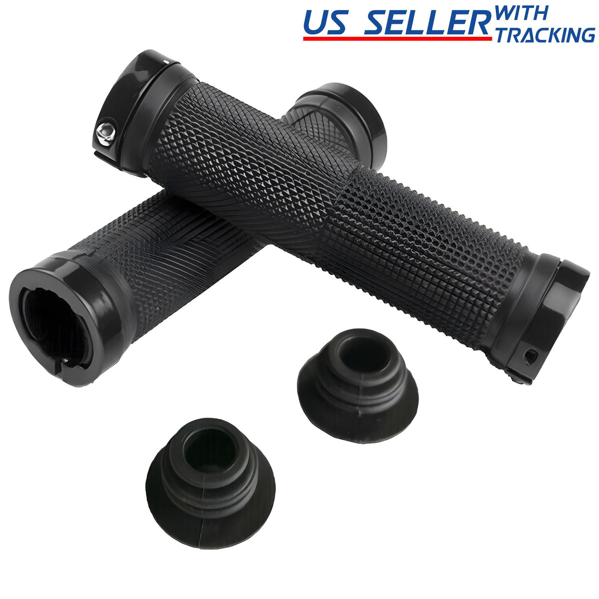 Ergonomic Rubber Bicycle Handlebar Grips for Mountain Bikes - Lock-On Ends
