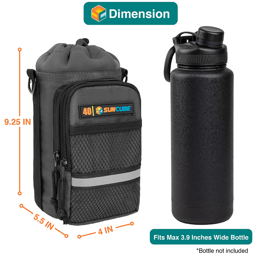 Insulated Water Bottle Carrier Bag with Adjustable Straps for Hiking Camping Travel