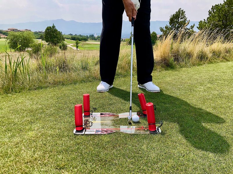 EyeLine Golf Speed Trap - Build Confidence, Improve Your Swing with Slice and Hook Corrector, Swing Trainer, Path Aid, Greater Distance, Made in USA, Polycarbonate Base (Speed Trap 2.0)