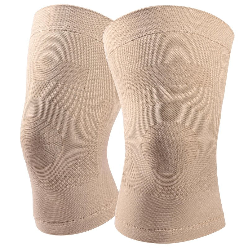 Knee Compression Sleeves, 1 Pair, Can Be Worn Under Pants, 20-30mmHg Strong Support Knee Brace for Unisex, Knee Support for Meniscus Tear, Arthritis, Pain Relief, Injury Recovery, Daily Wear, Beige M