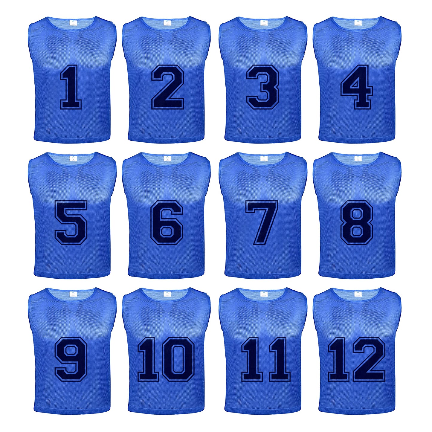 Athllete Youth Soccer Pinnies - Numbered 12 Pack, Lightweight, Breathable, Large