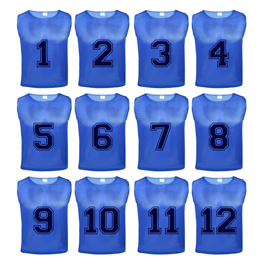 Athllete Youth Soccer Pinnies - Numbered 12 Pack, Lightweight, Breathable, Large