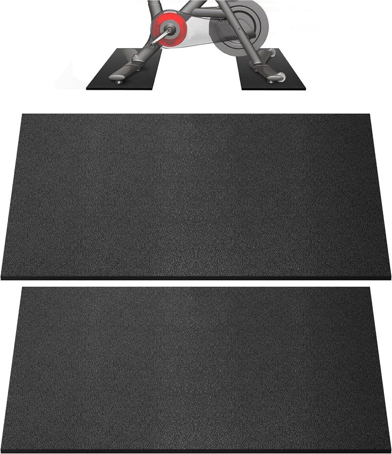 Double Mat for Peloton Bike & Concept 2 Rowing Machine - 6mm Thick, Protects Hardwood Floors | Home Gym Accessory