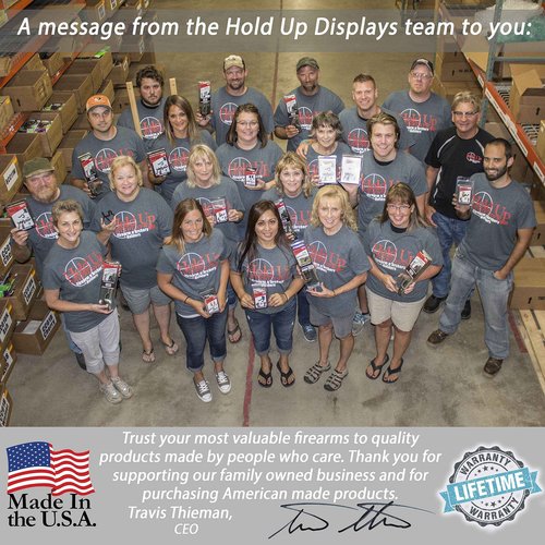 Hold Up Displays -Wall Mount Gun Rack Two Piece Multi Angle Rifle Storage Holds 3 Shotguns or Rifles for Winchester Remington Ruger Firearms and More - Heavy Duty Steel - Made in USA