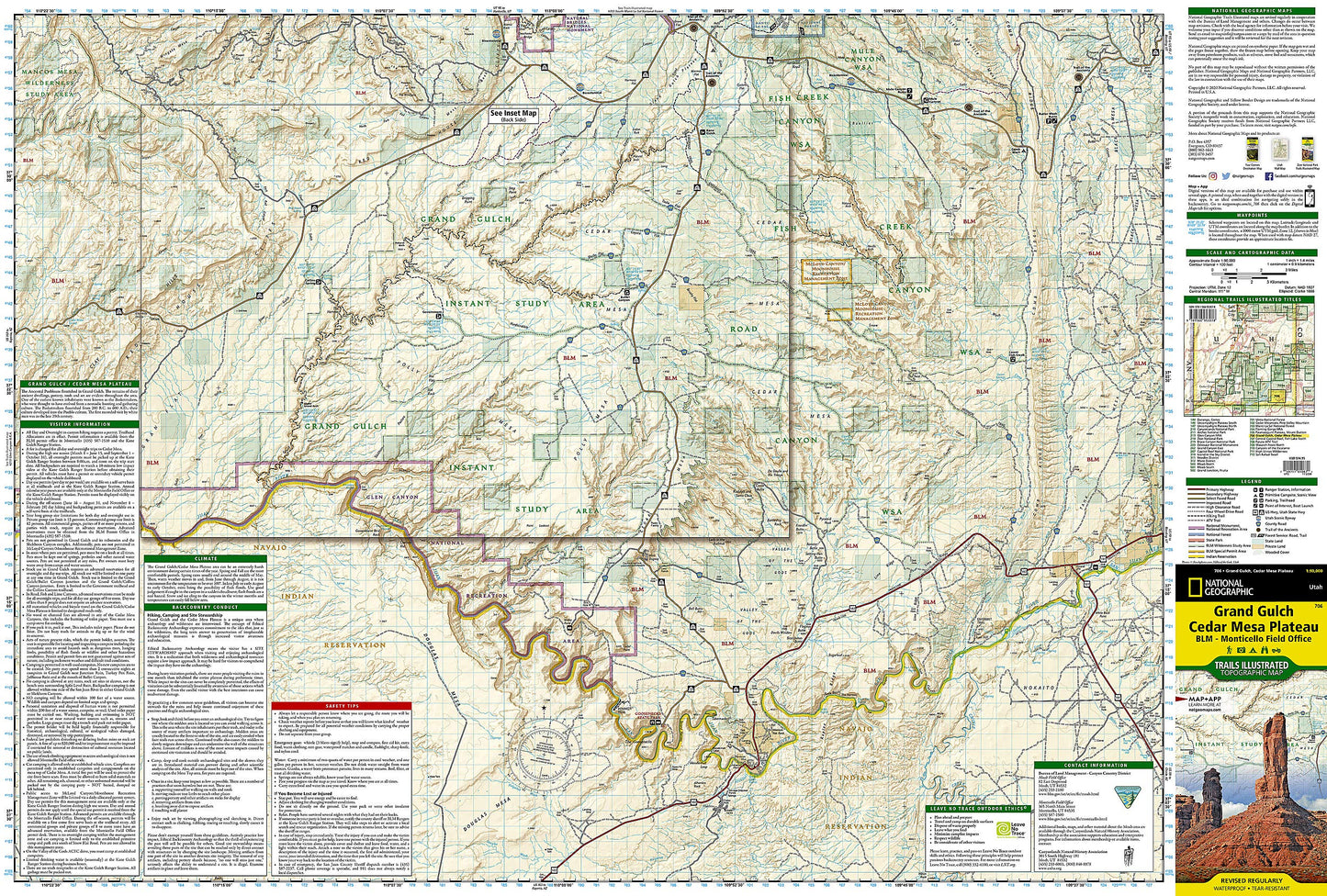 Grand Gulch, Cedar Mesa Plateau Map [BLM - Monticello Field Office] (National Geographic Trails Illustrated Map, 706)