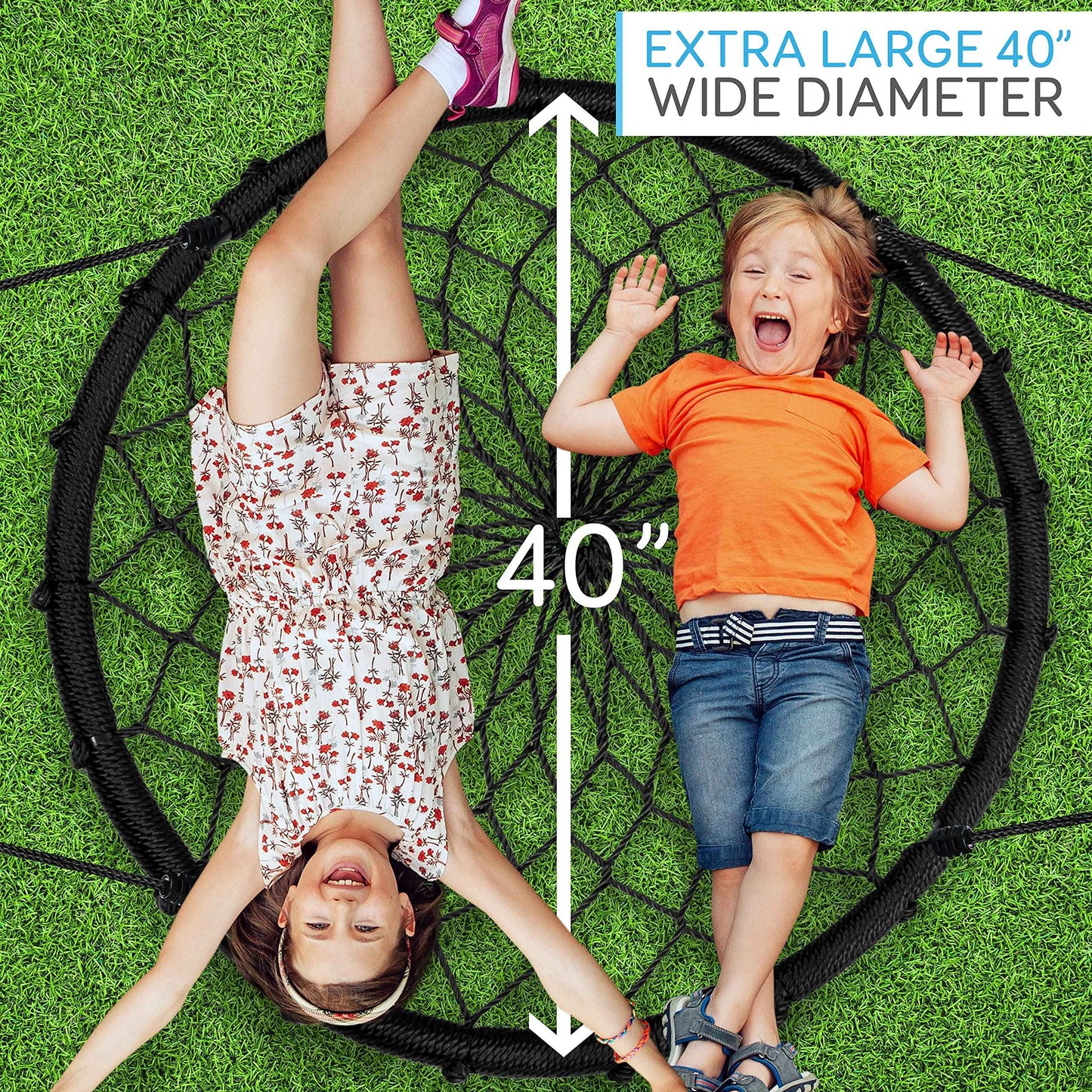 SereneLife SLSWNG200 Spider Swing-Netted Webbed Seat for Grip and Comfort-Hanging Tree Circular Flying Saucer with Ropes and Straps-Safe Durable Max Weight 600lbs, One Size, Standard