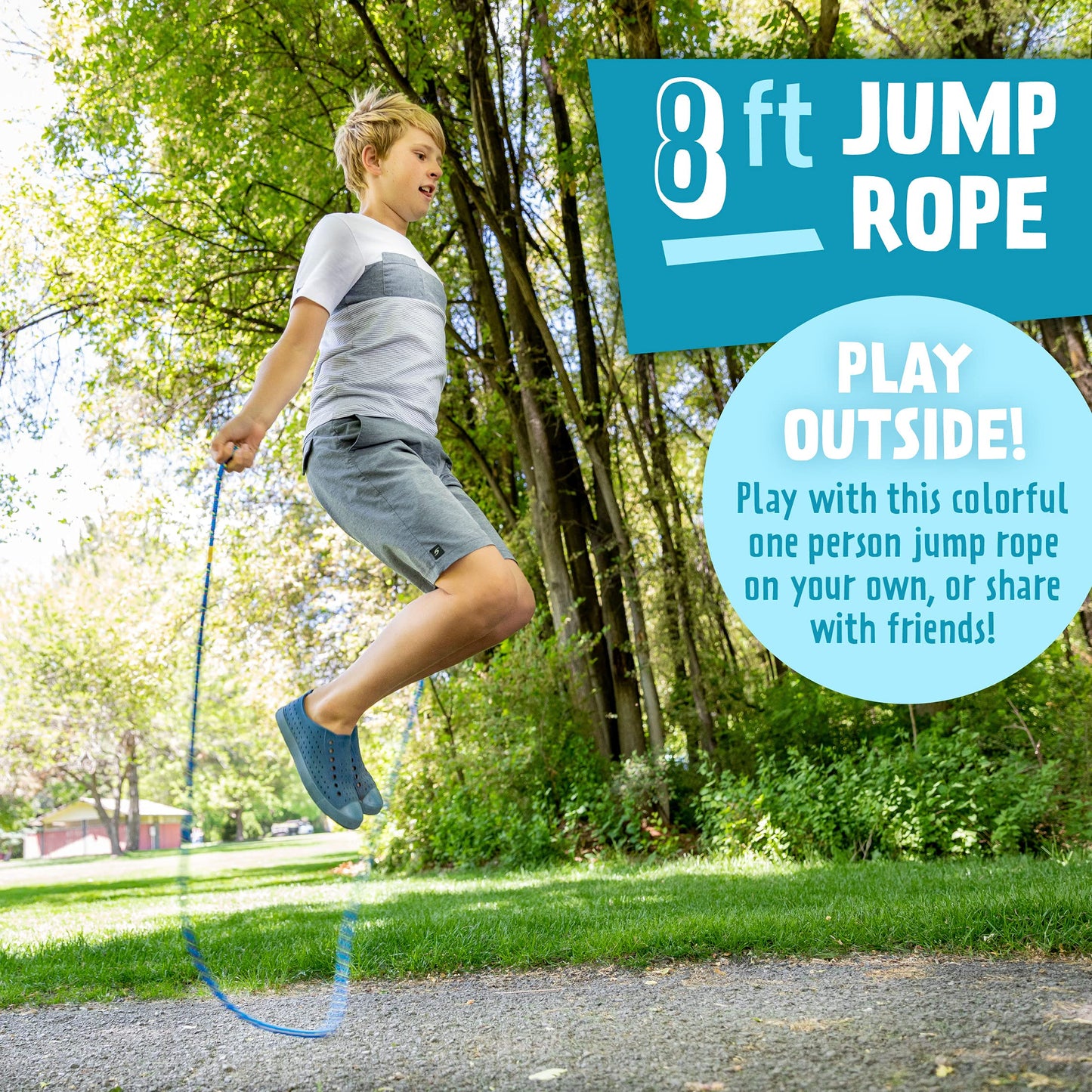 Just Jump It 8' Foot Jump Rope 2 Pack - Active Outdoor Youth Fitness Exercising Equipment - Kid Friendly Braided Nylon Gym Accessories