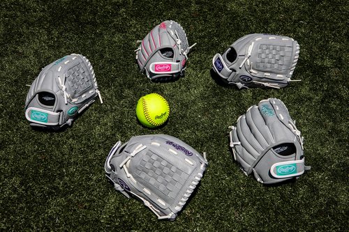 Rawlings Sure Catch Series Fastpitch Softball Glove, Purple/Grey/White, Right Hand Throw, 12.5 inch (SCSB125PU-6/0 12 1/2 BSK/NFC)