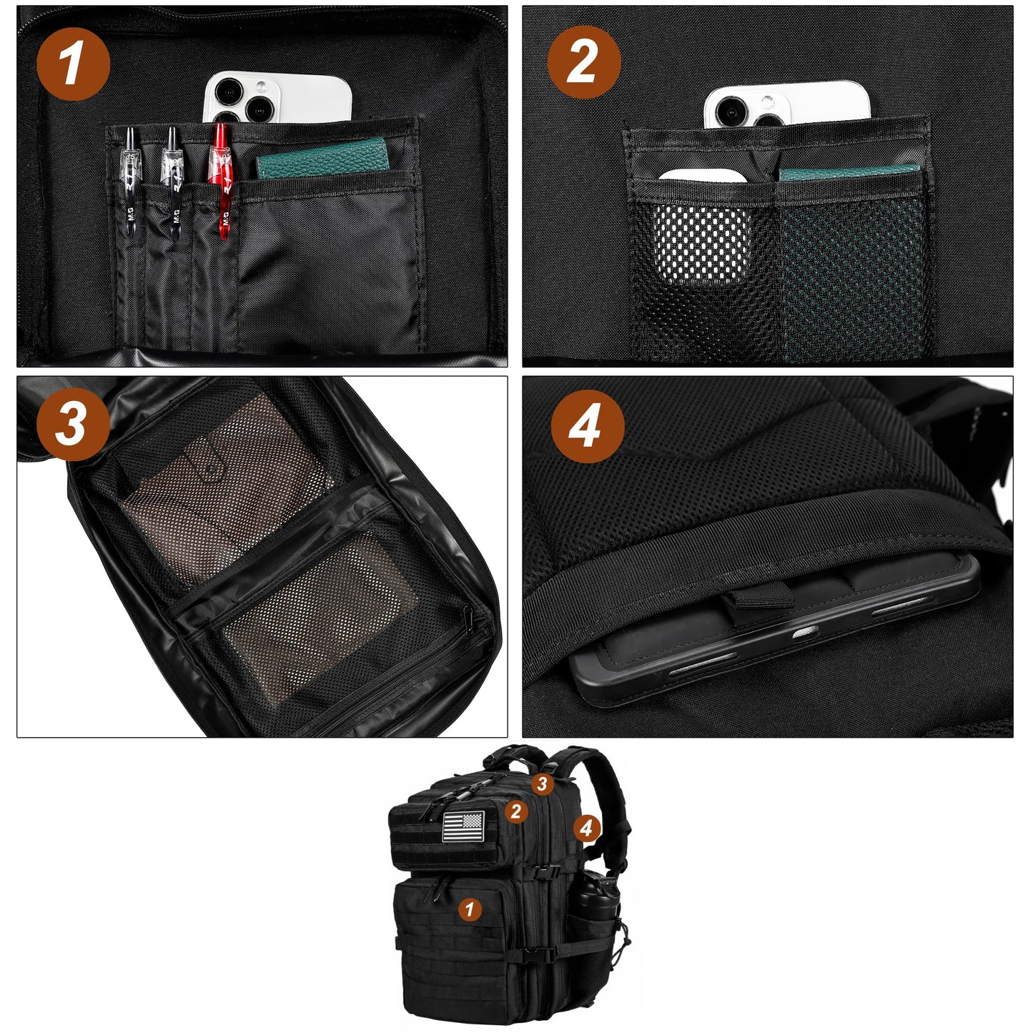 LHI Military Tactical Backpack for Men and Women 45L Army 3 Days Assault Pack Bag Large Rucksack with Molle System