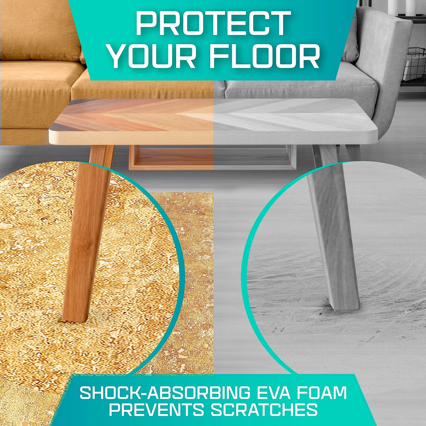 Yes4All EVA Interlocking Mats, Puzzle Floor Tiles, Foam Floor Padding with Border for Furniture, Home Space, Living Room, Garage 48 SQFT
