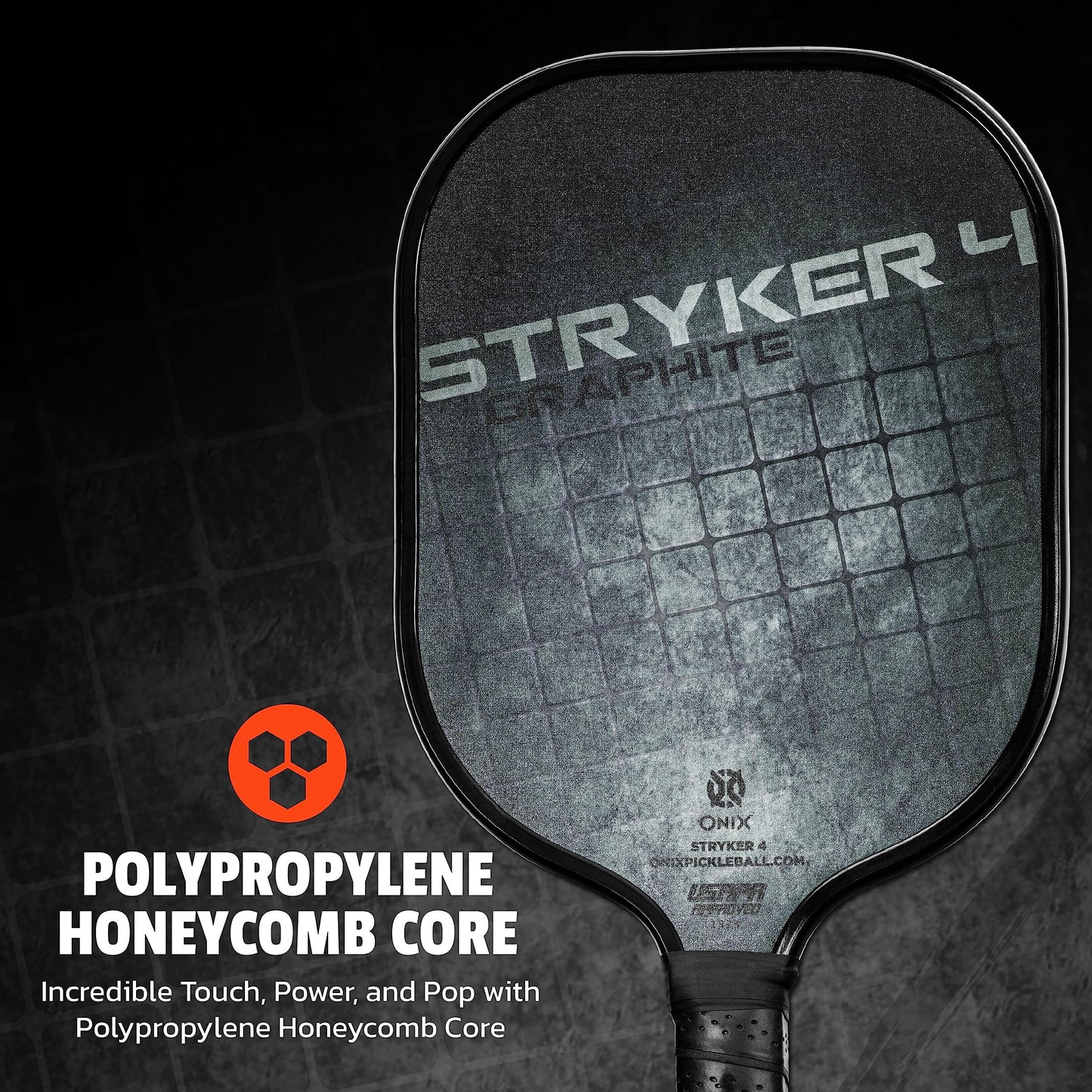 Onix Graphite Stryker Pickleball Paddle Features Oversized, Nomex, Paper Honeycomb Core, and Graphite Face