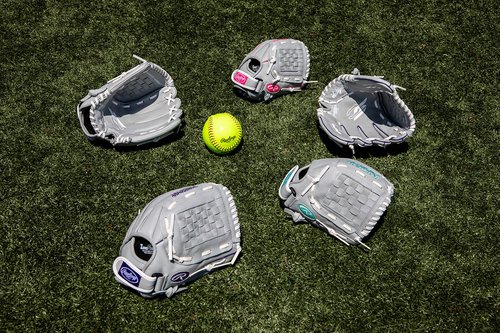 Rawlings Sure Catch Series Fastpitch Softball Glove, Purple/Grey/White, Right Hand Throw, 12.5 inch (SCSB125PU-6/0 12 1/2 BSK/NFC)