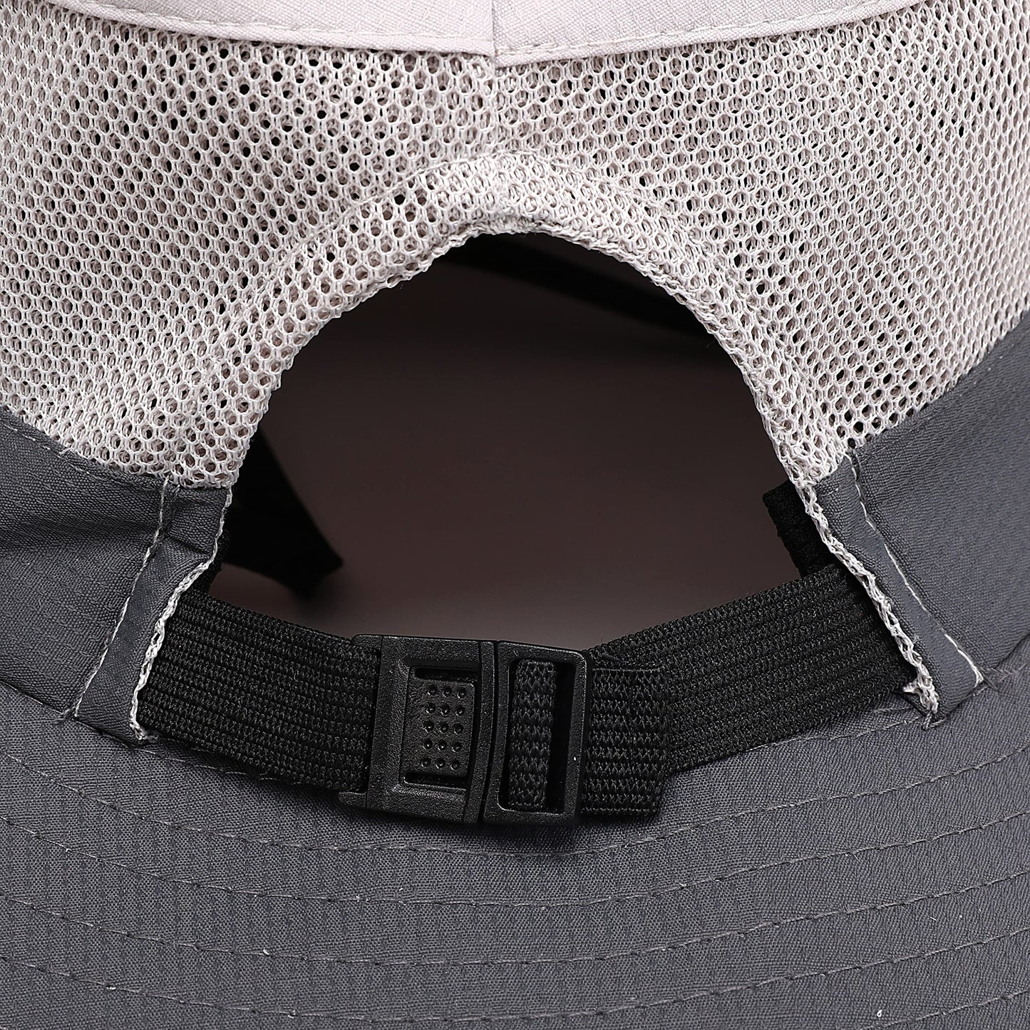 Womens Summer Sun Hat Beach Hat Wide Brim Outdoor UV Protection Hat Foldable Cool Mesh Ponytail Bucket Hat (Light Grey-Grey)