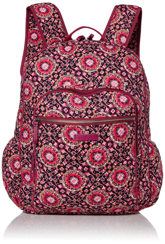 Vera Bradley Women's Cotton Campus Backpack, Raspberry Medallion, One Size