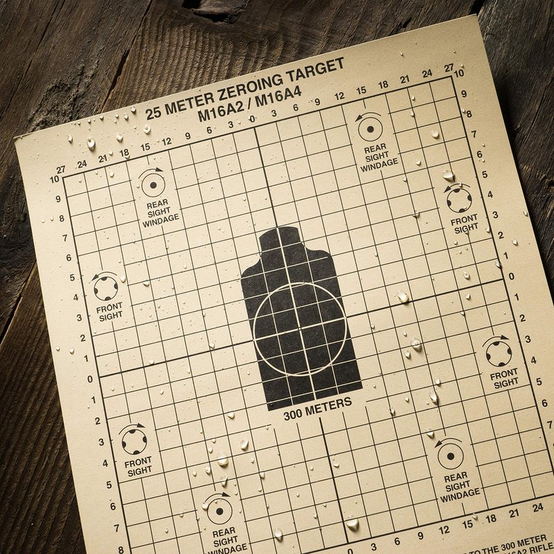 Rite in the Rain Weatherproof 25 Meter Target, 8.5" x 11", Tan, M16A2 / M16A4 Front, M4 CARBINE Back, 100 Sheet Pack (No. 9125)