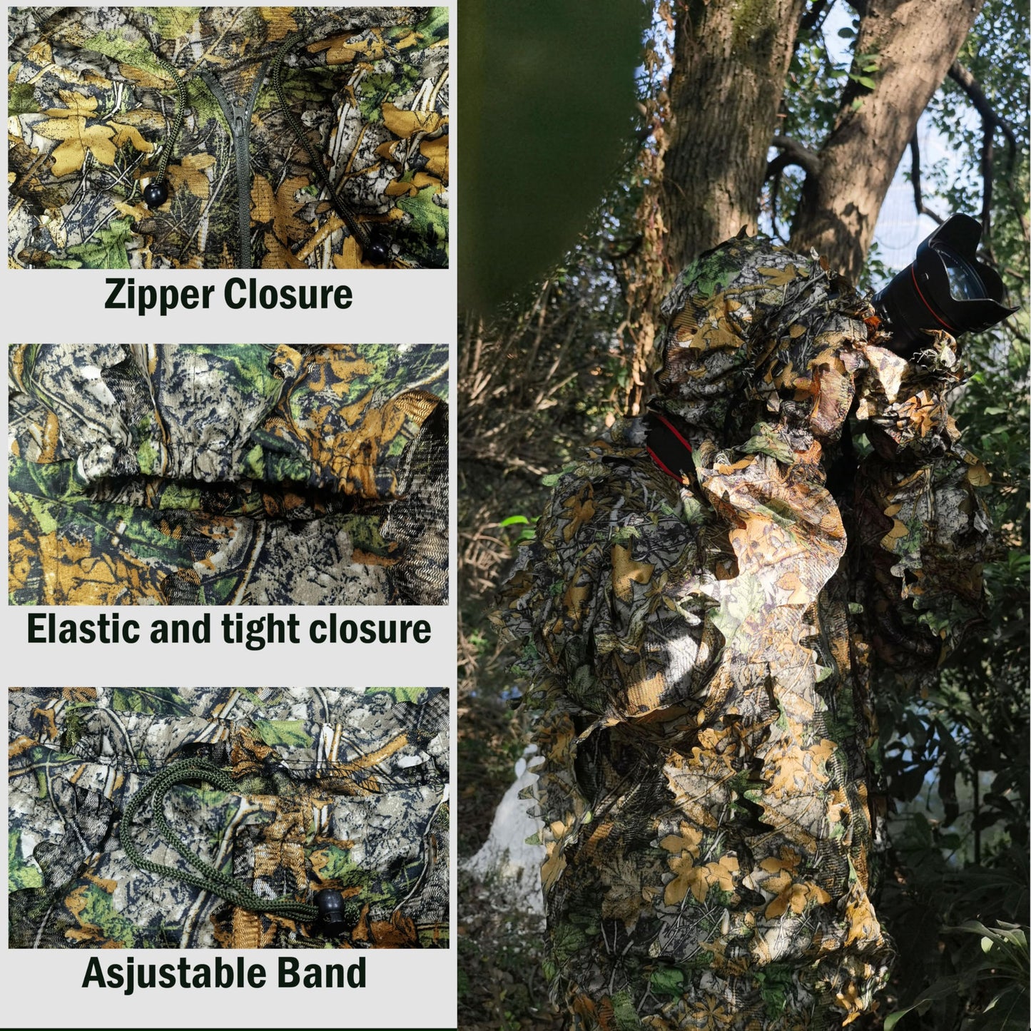 Ghillie Suit for Men - Complete Set with Full Face Mask & Gloves | Perfect for Outdoor Camouflage, Turkey Hunting, Jungle Games & Halloween!