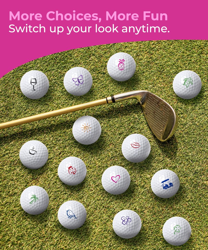 Obirdie Self-Inking Golf Ball Stamp | Chic & Fun Golf Ball Stamper | Fast-Drying, Waterproof Golf Ball Marker Stamp | Reusable Golf Accessories for Women | Golfer Gifts | Golf Gadgets (Heart)