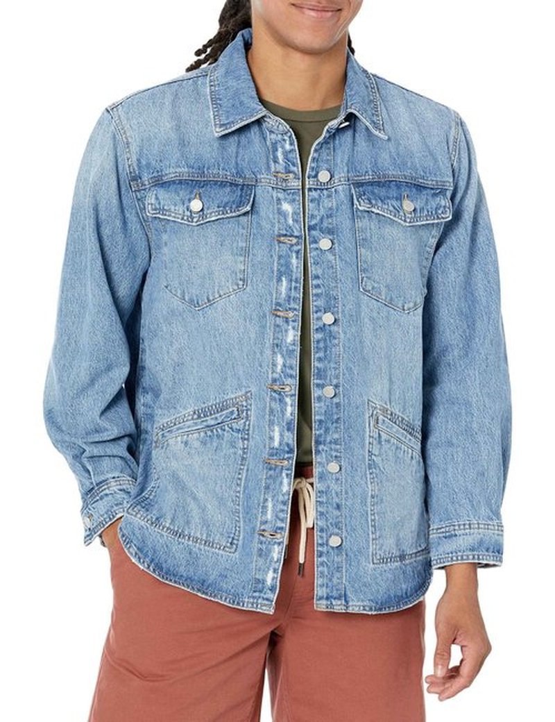 [BLANKNYC] mens Denim Long Shacket, Hours Later, Large US