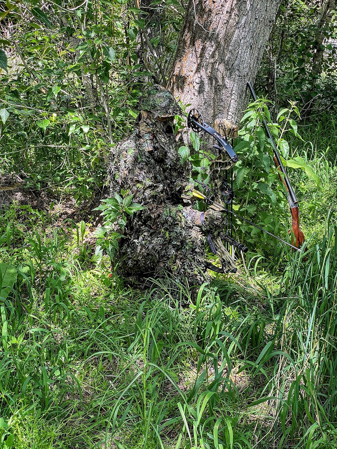 QuikCamo 3D Leafy Camo Ghillie Suit - Breathable Mesh for Turkey Hunting | Snaps & Zippered Pockets