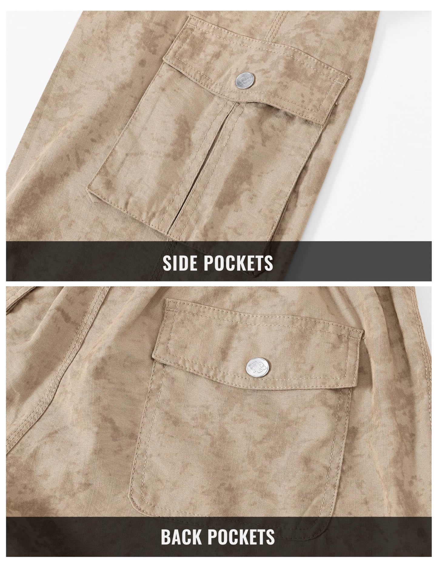 MoFiz Womens Cargo Capris Lightweight Hiking Pants Quick Dry Casual Outdoor Loose Shorts Dirty Khaki 2XL
