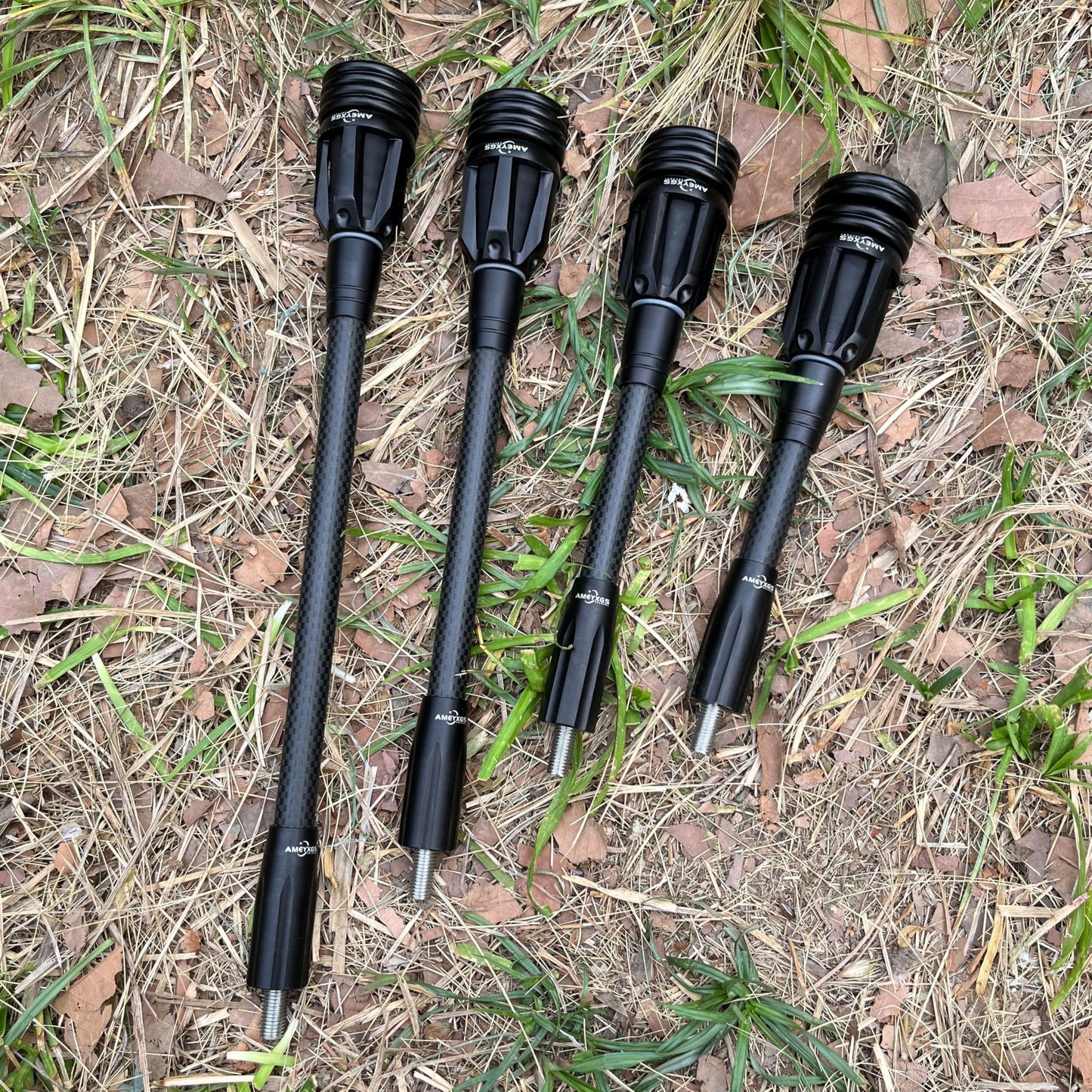 HNZMDY Archery Bow Stabilizer for Compound Bow, 6", 8",10",12" Carbon Fiber Blance Bar, Damping System and Shock Absorber Weights Kit for Hunting and Target Shooting (Black, 6 Inch)