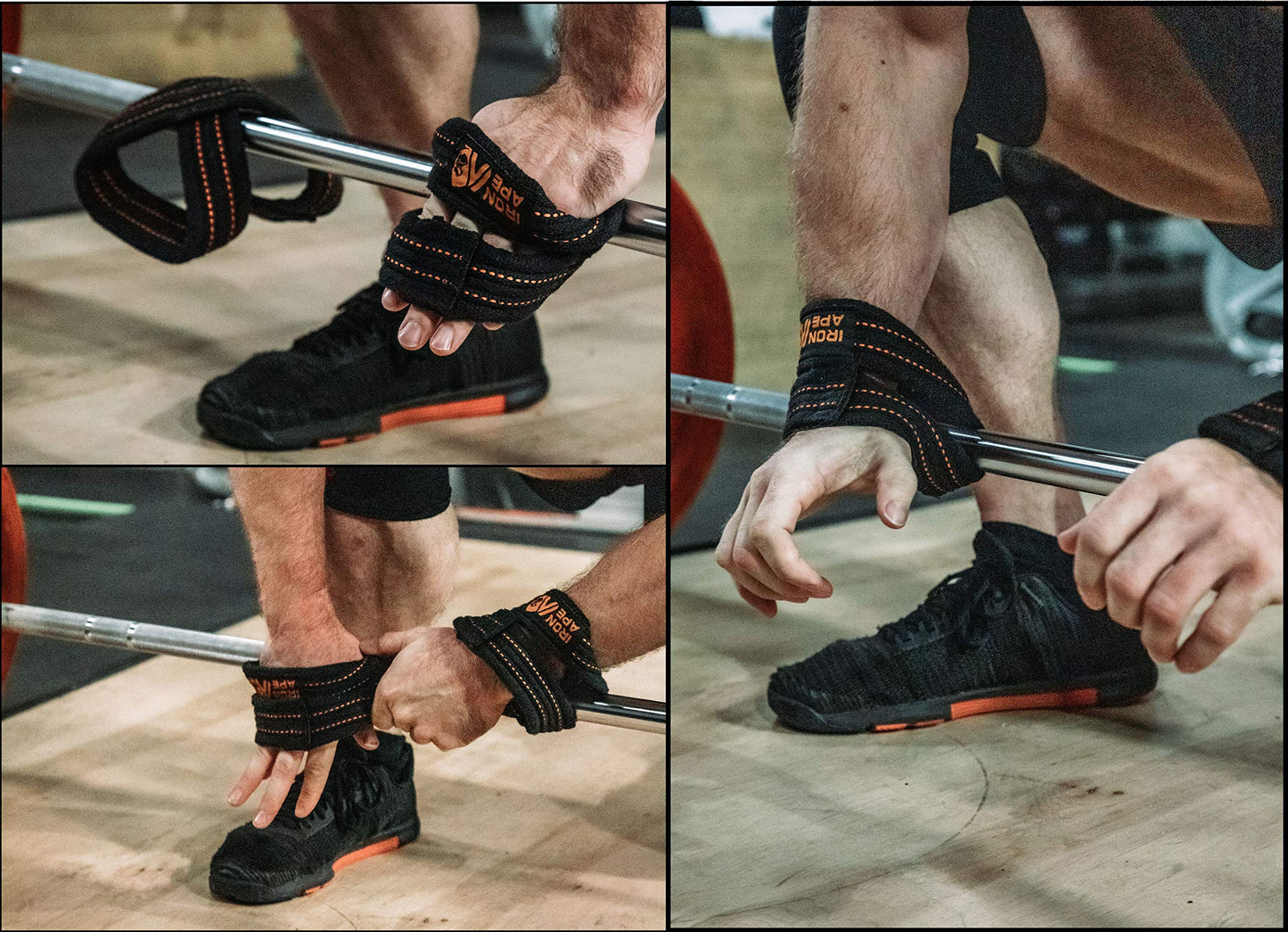 IRON APE Figure 8 Straps for Deadlift, Weight Lifting, Shrugs, and Weightlifting. Heavy Duty Cotton, 4 Sizes (M)