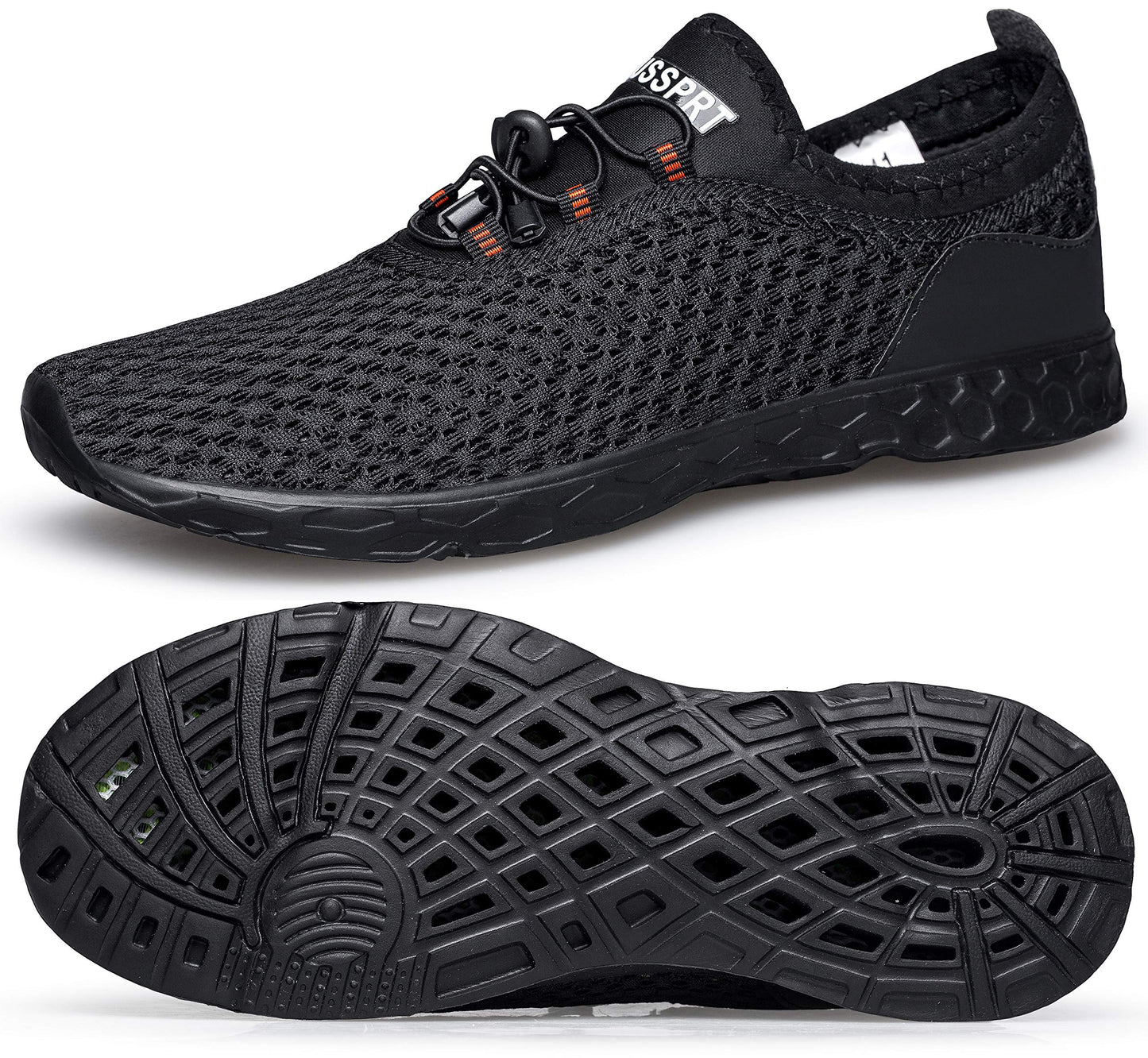 DOUSSPRT Men's Water Shoes Quick Drying Sports Aqua Shoes AllBlack Size 15