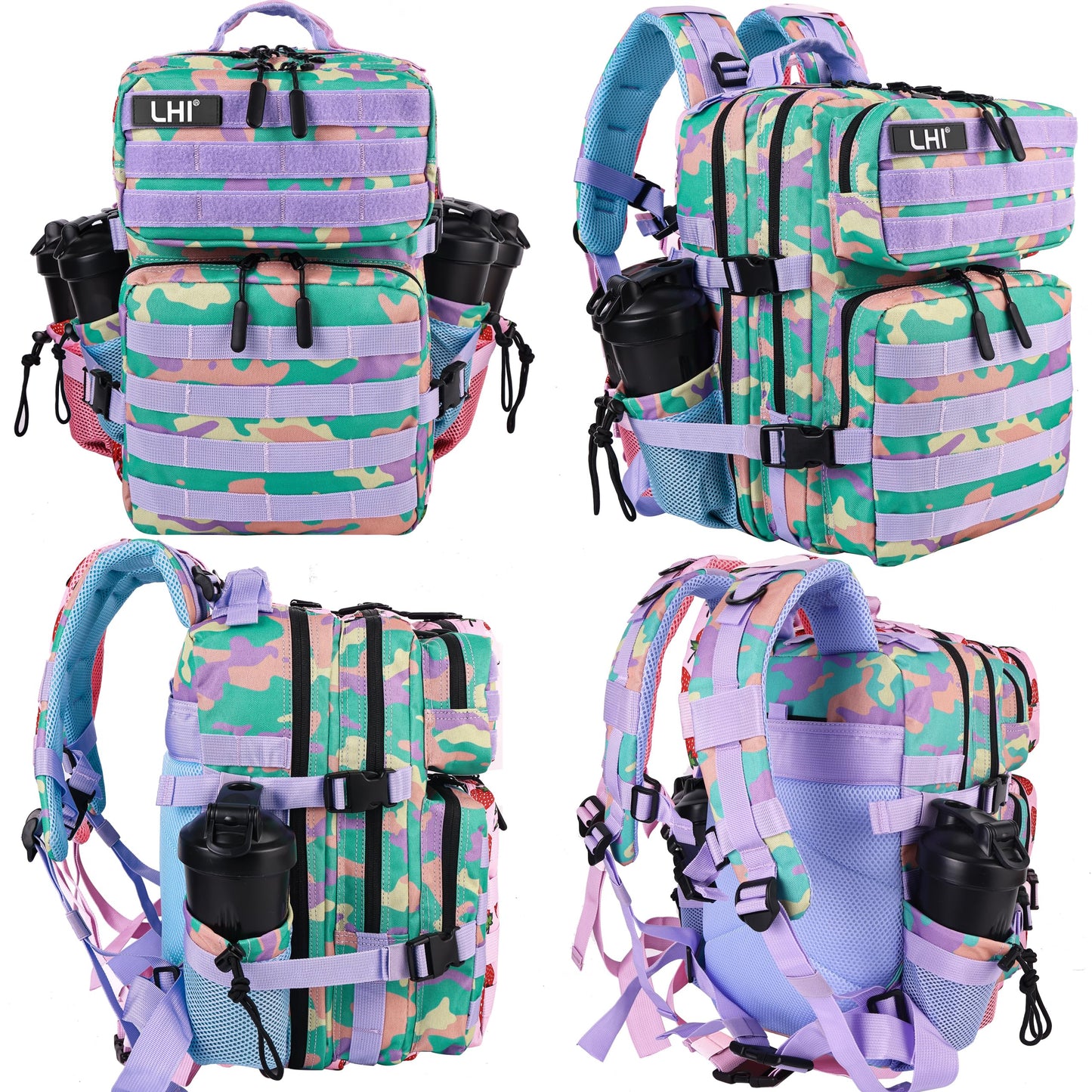 LHI Tactical Military Backpack for Men and Women 25L Army Assault Pack Bag Large Rucksack with Molle System-PGY Camo