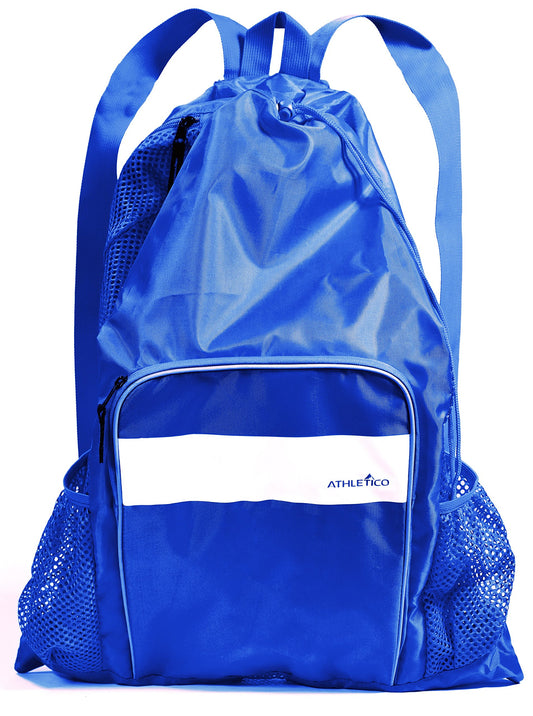 Athletico Mesh Swim Bag - Mesh Pool Bag With Wet & Dry Compartments for Swimming, the Beach, Camping and More (Blue)