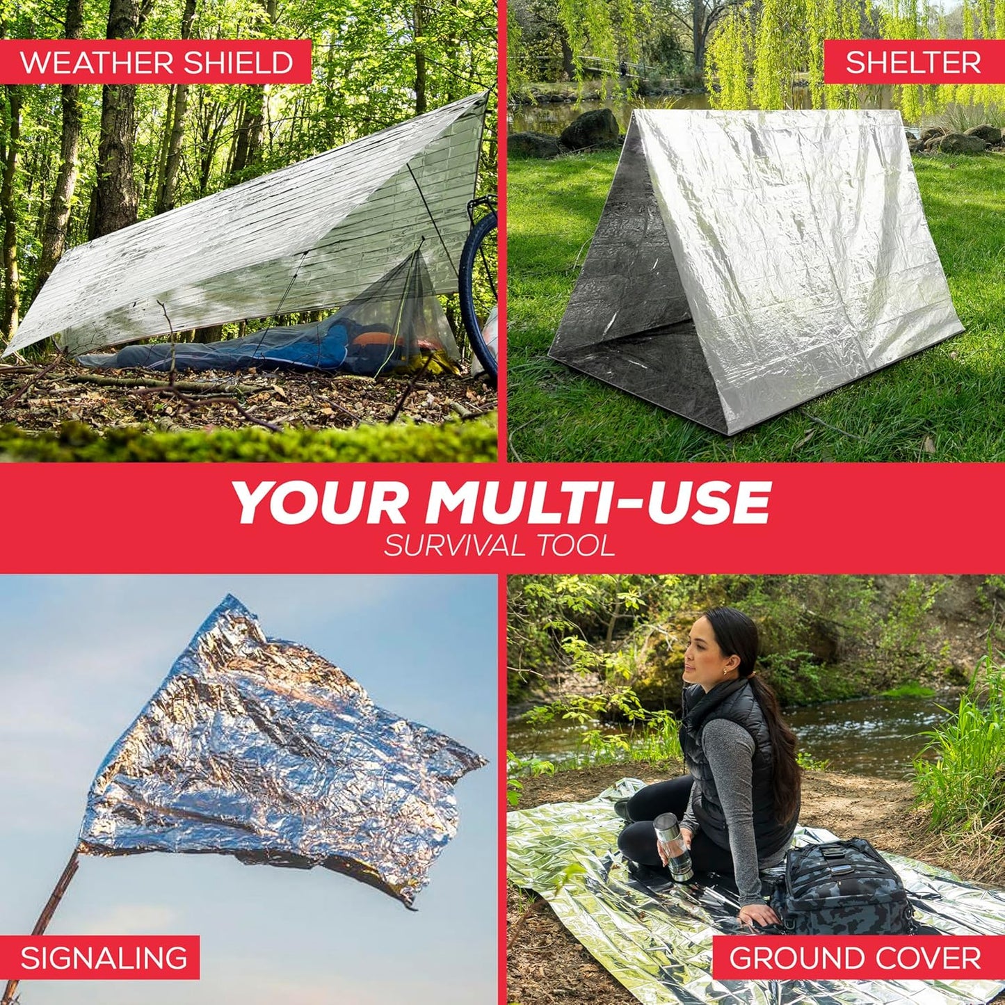 Cobra Emergency Blanket 100-Pack - Reflective Thermal Survival Gear | Retains 90% Body Heat for Camping & First Aid