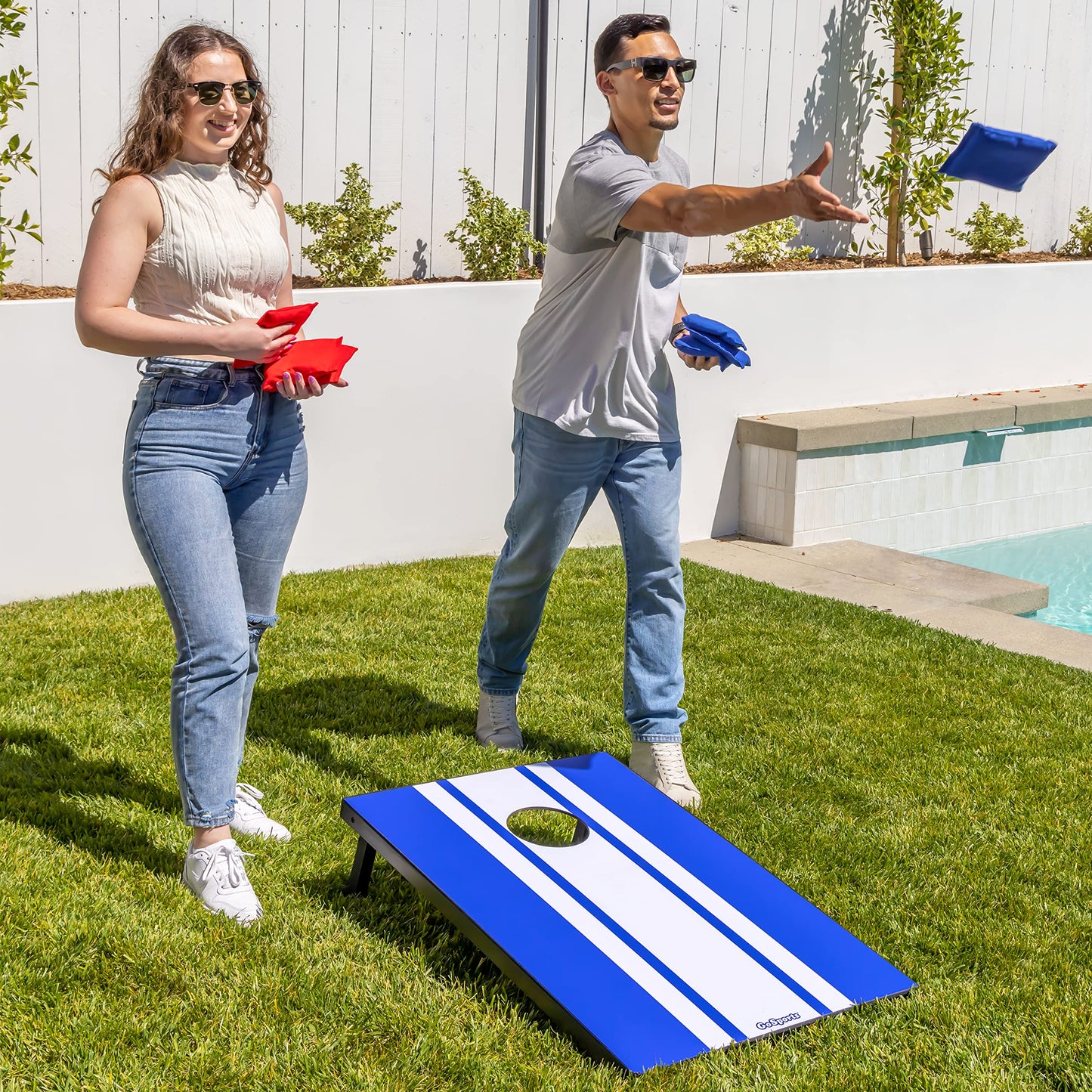 GoSports 3 x 2 ft Classic Design Cornhole Game Set - Includes Two 3 x 2 ft Boards, 8 Bean Bags, and Carry Case