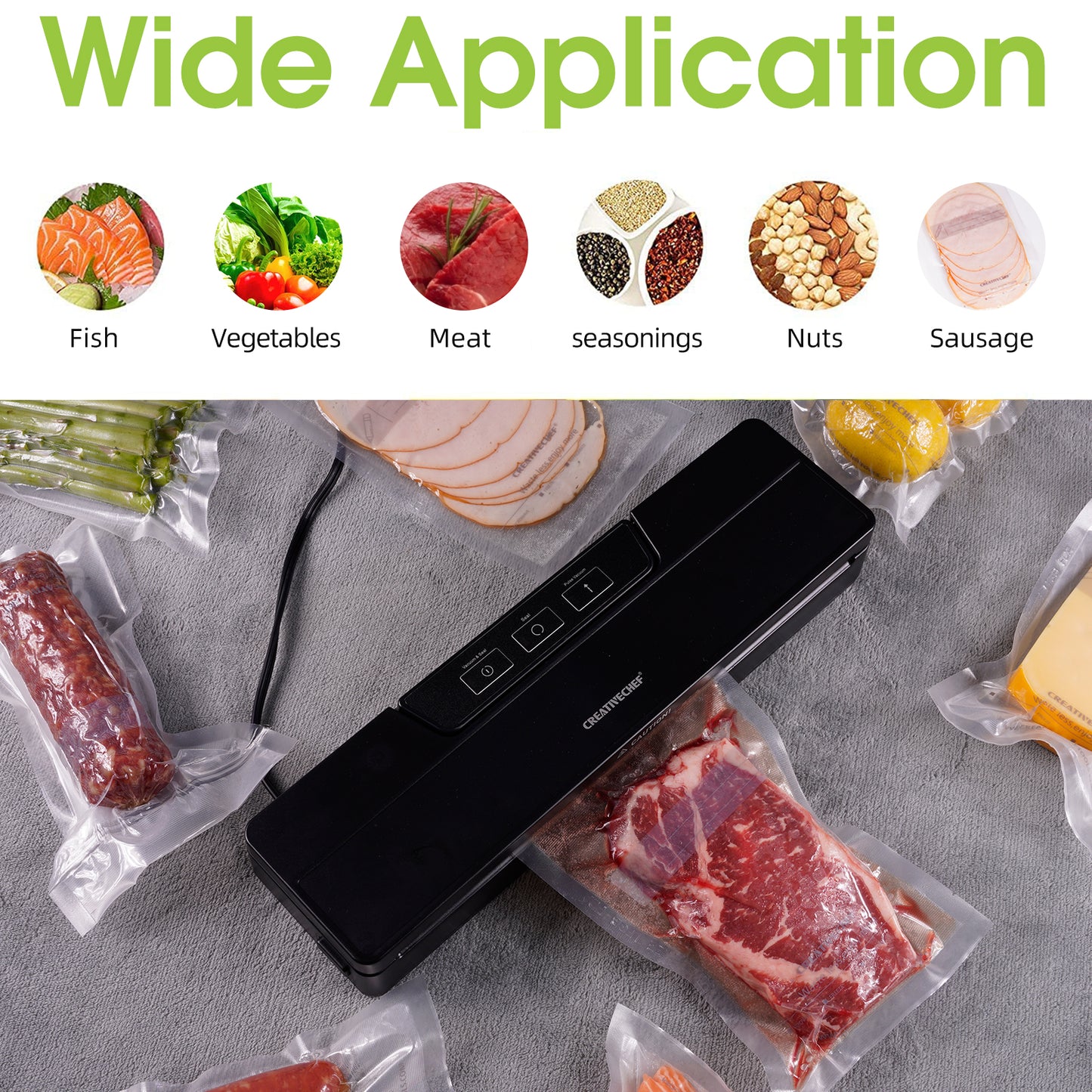 100 Pint 6 x 10 Inch Vacuum Sealer Bags, Great for Food Saver, Sous Vide, Vac Seal Freezer Bags, Vacuum Storage, Seal a Meal, BPA Free, Heavy Duty