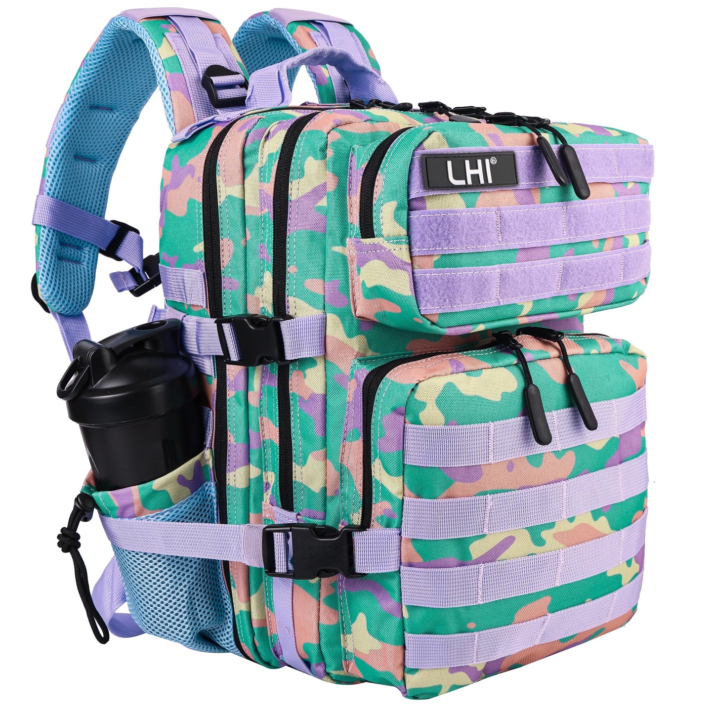 LHI Tactical Military Backpack for Men and Women 25L Army Assault Pack Bag Large Rucksack with Molle System-PGY Camo