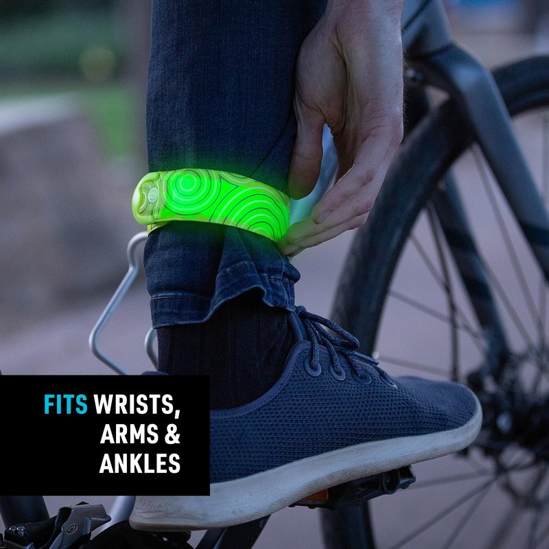 Nite Ize SlapLit Rechargeable LED Slap Wrap - Light-Up Slap Band for Wrists or Ankles - Wristband for Nighttime Visibility - Running, Biking, Hiking & More - Neon Yellow with Green LED