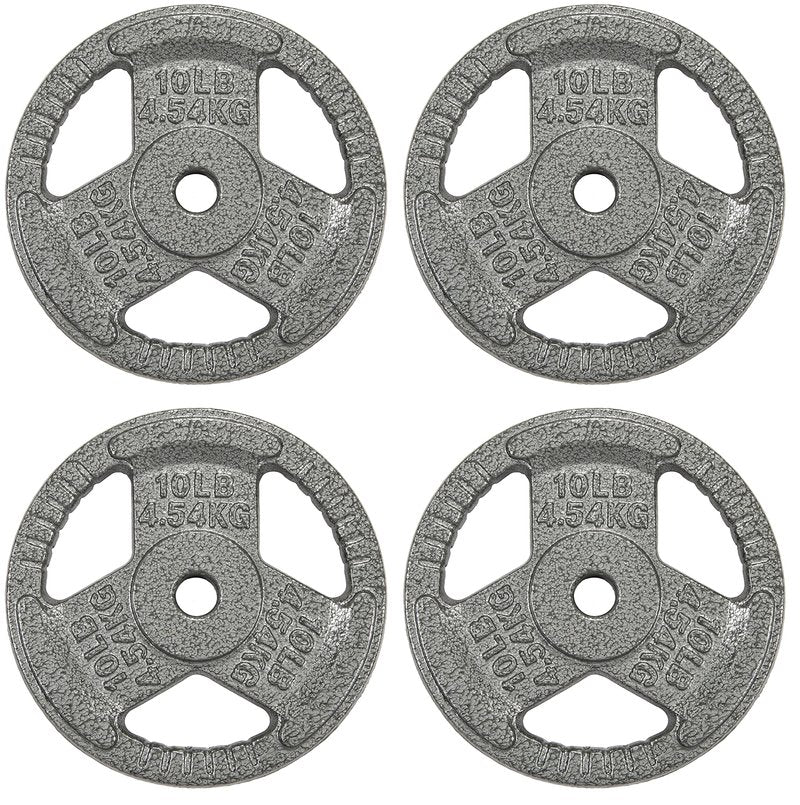 Fitvids Cast Iron Plate Weight Plate for Strength Training and Weightlifting, 1-Inch Center, 10LB (Set of 4)