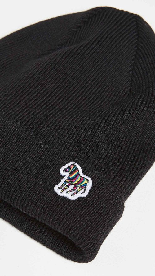 PS Paul Smith Men's Zebra Beanie, Black, One Size